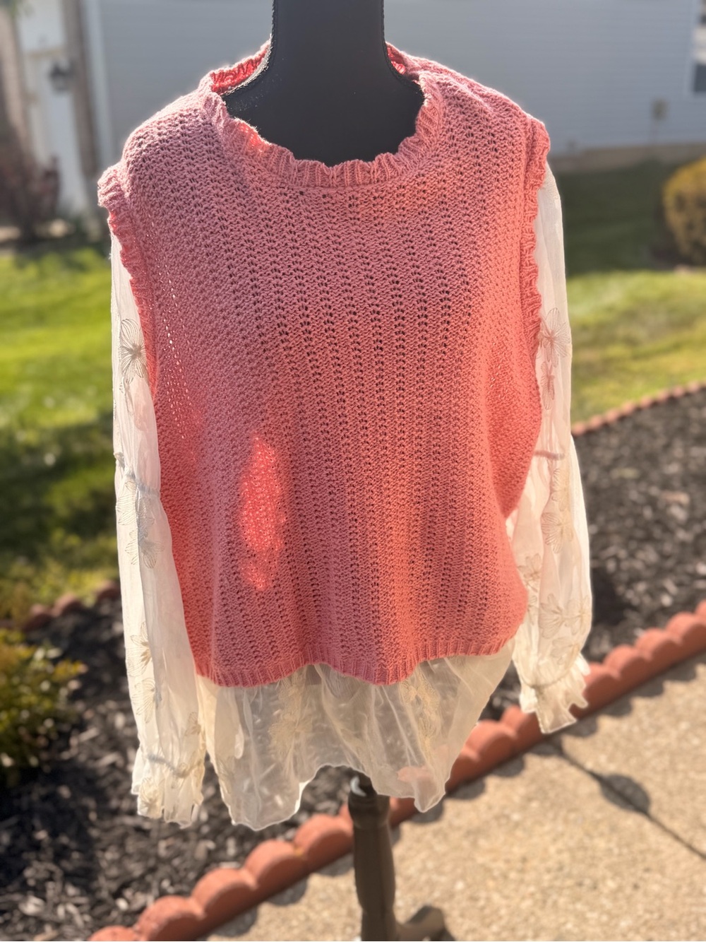 Cato Coral Pink Knit Sleeveless Sweater Vest